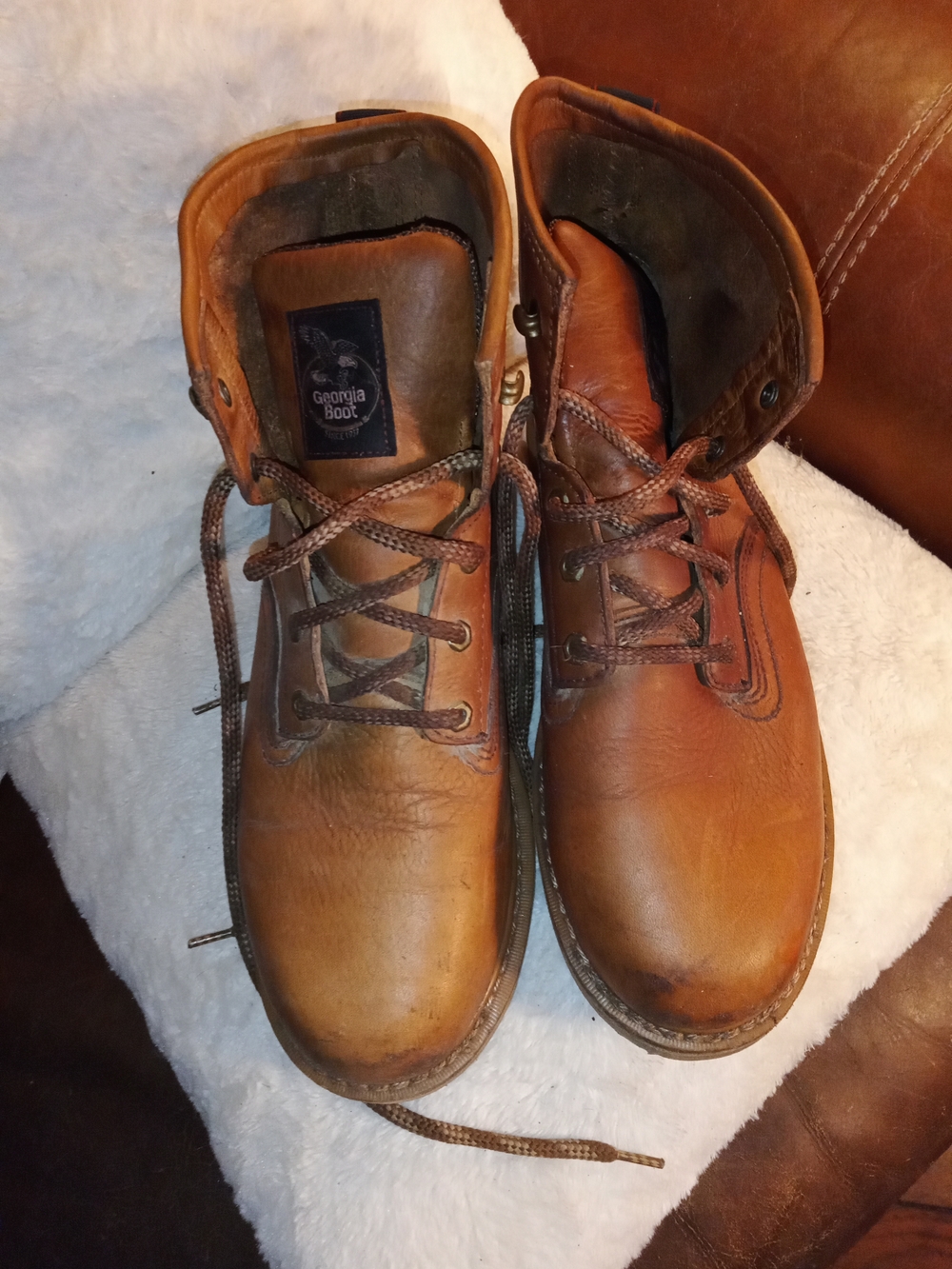 Georgia Boot Men's Tan Leather Lace-Up Work Boots